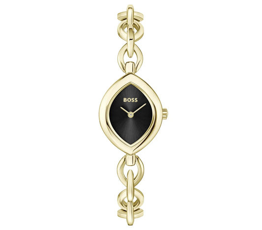 29mm Light Yellow Gold Oval Case & Bracelet/Black Dial