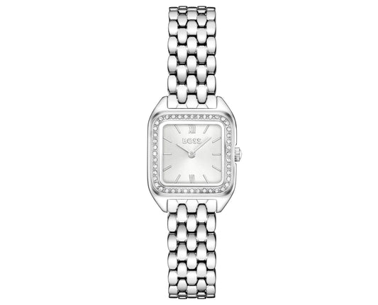 22mm Stainless Steel Case with Crystals/SS Bracelet/White dial