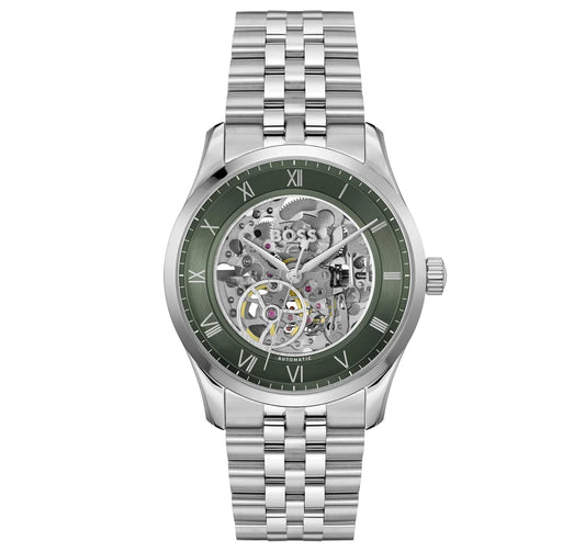 Stainless Steel Case & Bracelet/Dark Green Dial