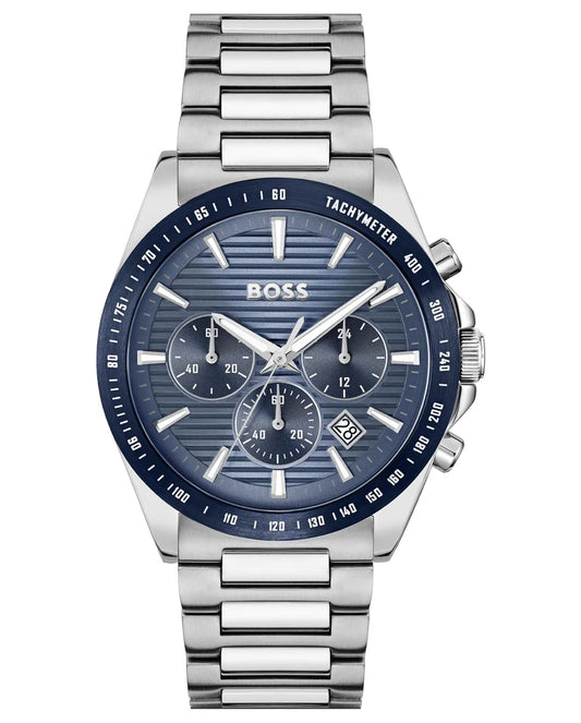 Stainless Steel Case & Bracelet/Blue Chrono Dial