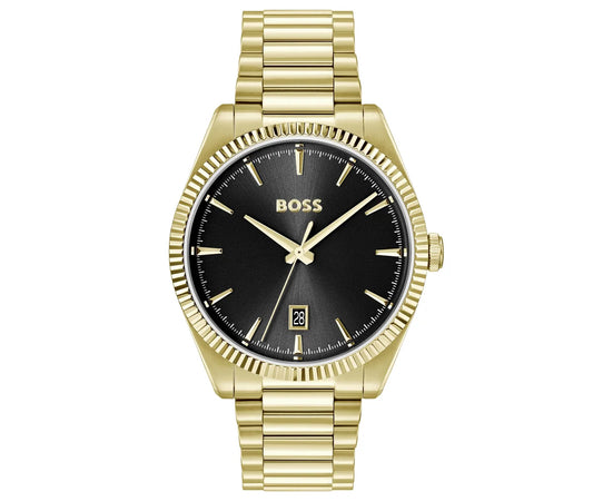 Yellow Gold IP Case and bracelet/Black Dial with date display