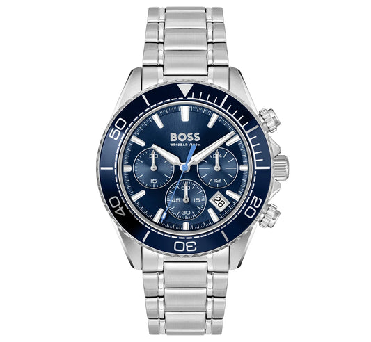 Stainless Steel Case & Bracelet/Blue Chronograph Dial