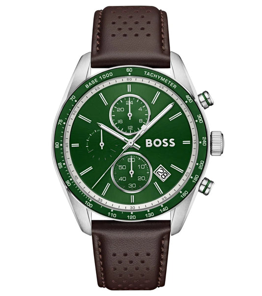 44.5mm SS Case/Green Aluminum Bezel/Green Dial/Brown Leather Strap