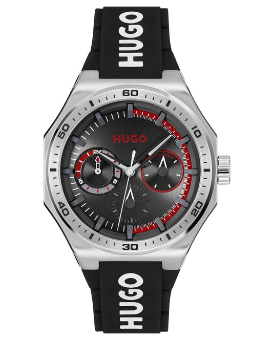 Stainless Steel Case & Black Silicone Strap/Black multi-function Dial