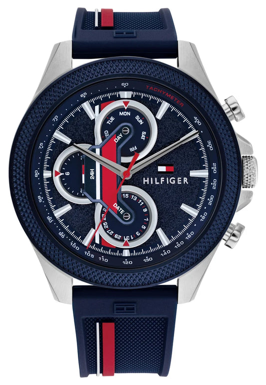 Stainless Steel Case Navy Silicone Strap/Navy multifunction Dial