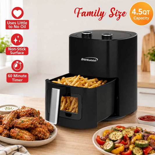 Brentwood 1500W 4.5-Quart Air Fryer with Easy View Window