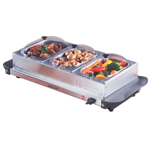 Brentwood 4.5 Quart 3 Pan Buffet Server and Warming Tray