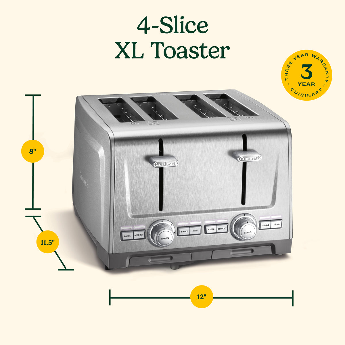 Cuisinart 4-Slice XL-Slot Stainless Steel Toaster