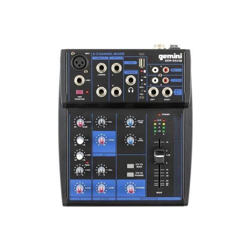 Gemini GEM-05USB 5-Channel Bluetooth Audio Mixer with USB