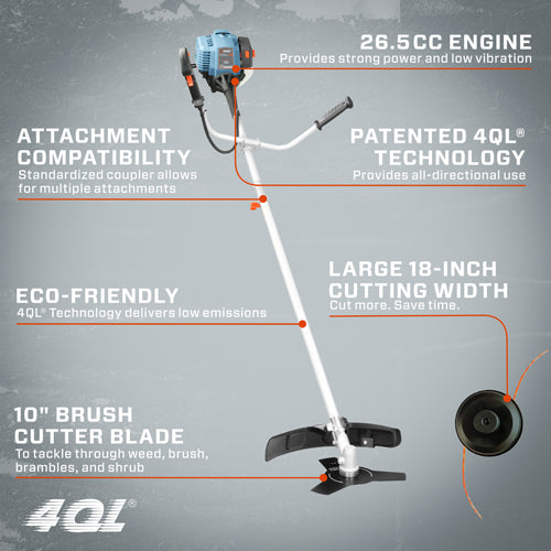 SENIX Tools 26.5cc 4-Cycle Gas Powered 10 inch Brush Cutter