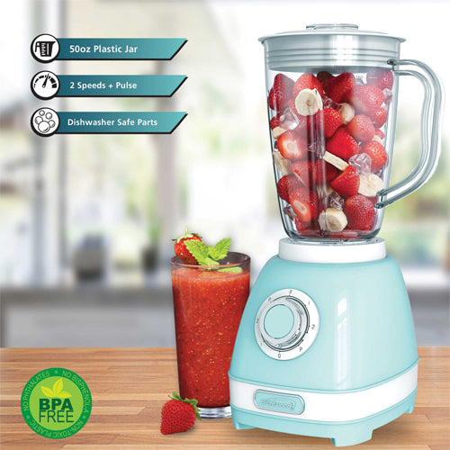 Brentwood 2-Speed Retro Blender with 50 Ounce Plastic Jar
