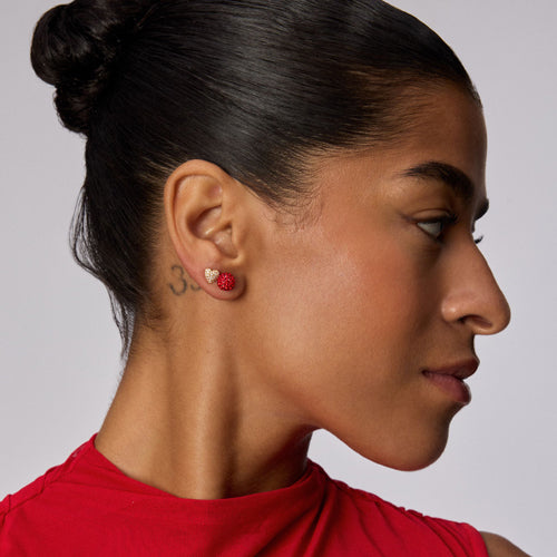 Hillberg & Berk Small Red Velvet Sparkle Ball™ Stud Earrings
