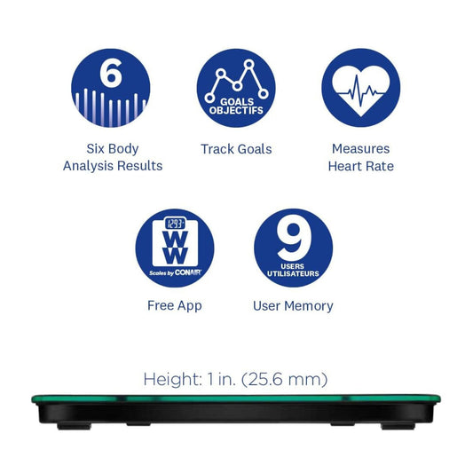 Conair Weight Watchers Digital Glass Scale with Body Analysis and Heart Rate