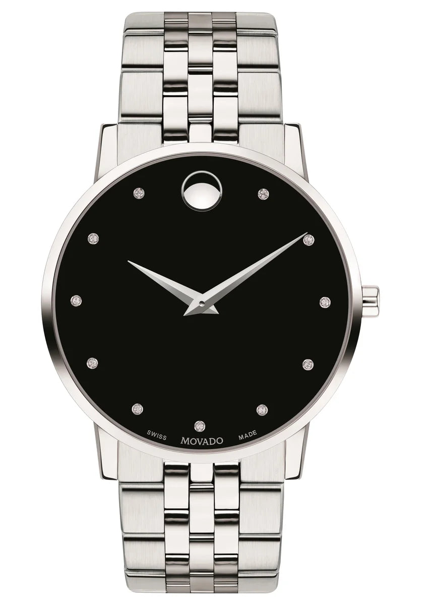 Stainless Steel Case and bracelet/Black Dial w/ diamonds