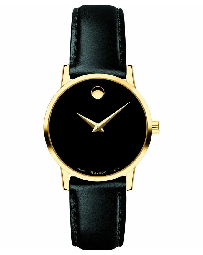 Yellow Gold PVD Case/Black dial/Black Calfskin Strap