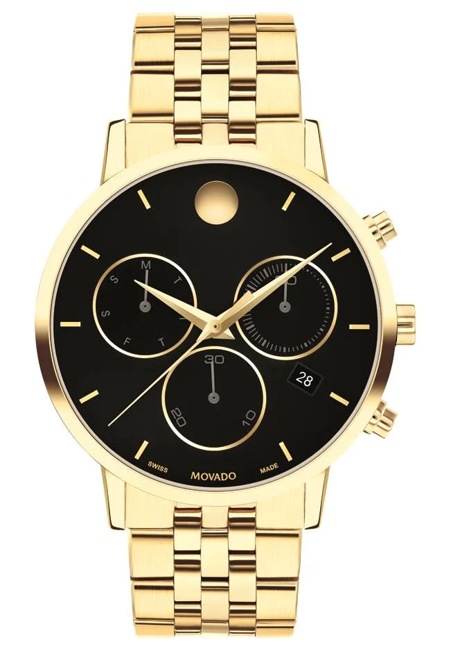 Yellow Gold PVD Finished Case and bracelet/Black Chronograph Dial
