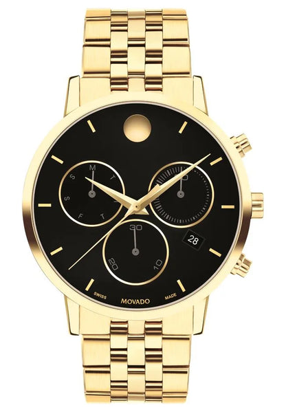 Yellow Gold PVD Finished Case and bracelet/Black Chronograph Dial
