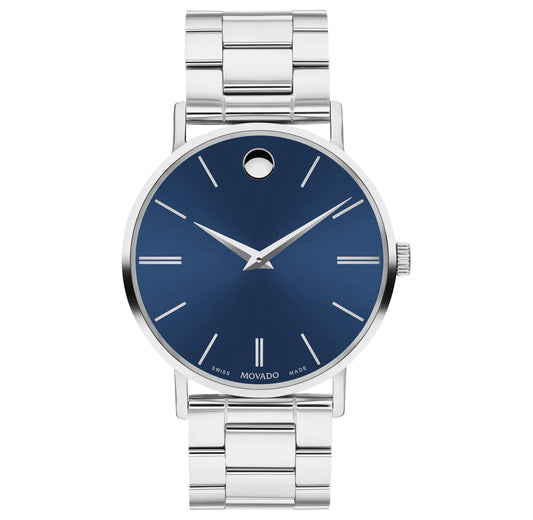 Stainless Steel Case & Bracelet/Blue Dial with markers