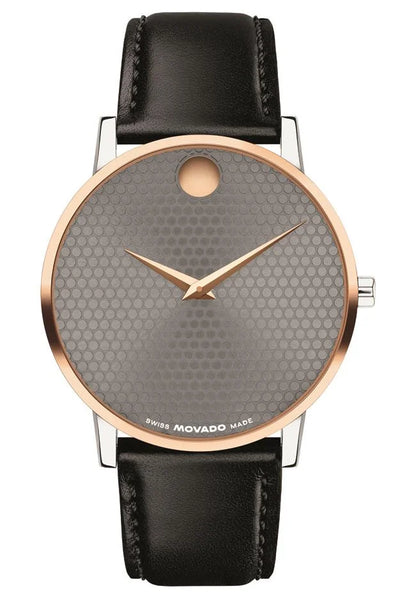SS/Rose Gold PVD Case/Grey dial/Black Calfskin Strap