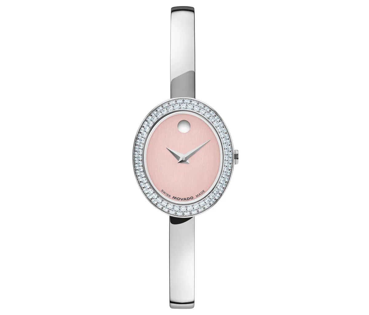 SS Case and Bangle/Blush Vertical Brushed Dial and Lab Grown Diamond Bezel