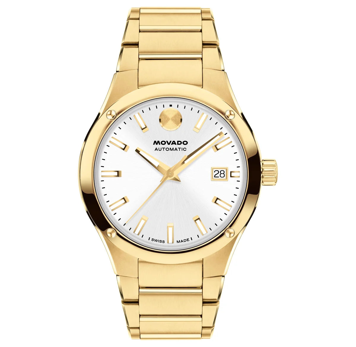 Yellow Gold IP Case and Bracelet with a Silver White Sunburst Dial