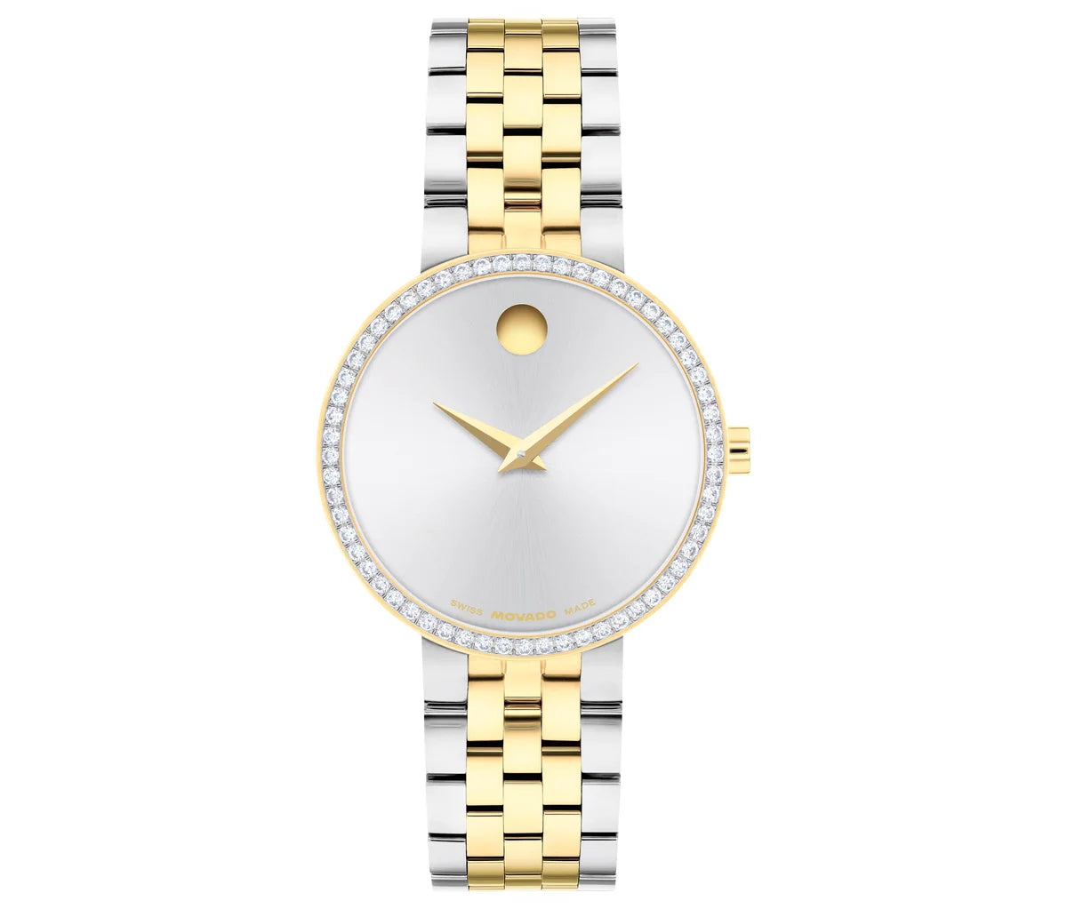 TT/SS Case and bracelet/Silver white dial/Lab-grown diamond bezel