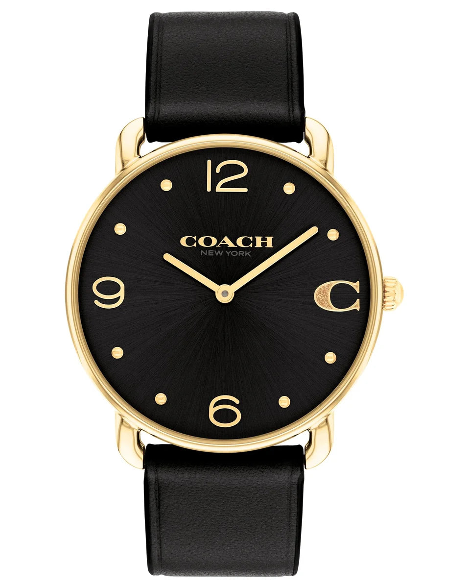 Gold Plated Case/Black Sunray Dial/Black Leather Strap