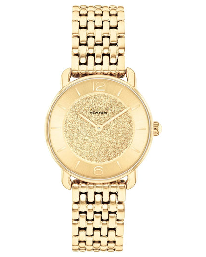 Gold Plated Case & 7 link Bracelet/Gold Diamond Dust center dial