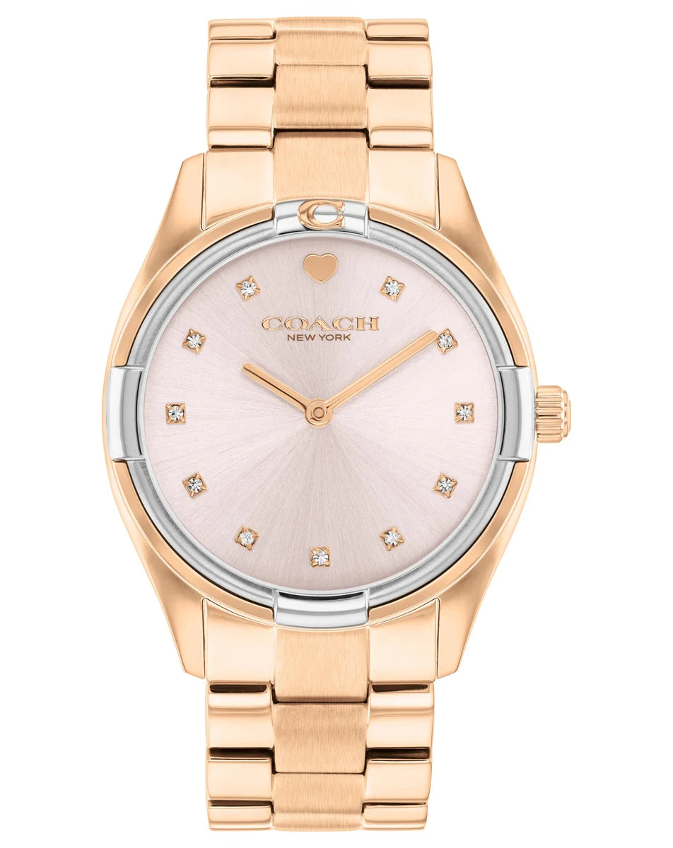 Rose Gold/Stainless case & RG Bracelet/Pale Pink Dial with crystal markers