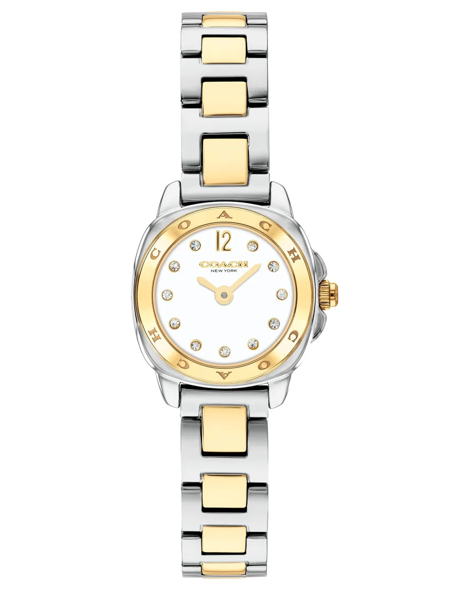 21MM TT SS/GP CASE & BRACELET/WHITE DIAL W/ CRYSTAL MARKERS