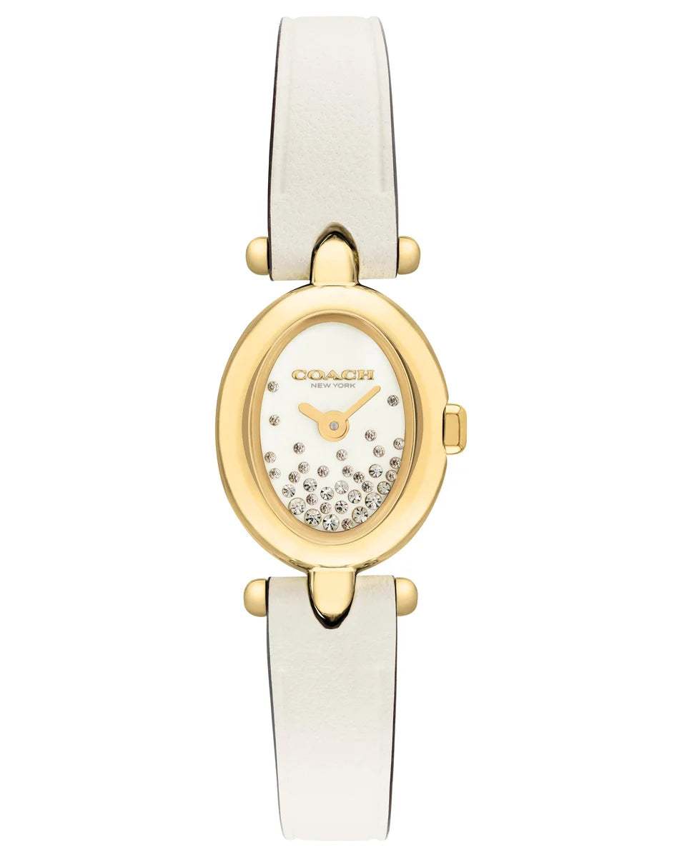 18x22.5MM GP CASE/CHALK LACQUER CRYSTAL SET DIAL/CHALK LEATHER STRAP