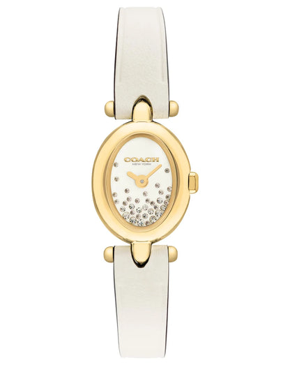 18x22.5MM GP CASE/CHALK LACQUER CRYSTAL SET DIAL/CHALK LEATHER STRAP