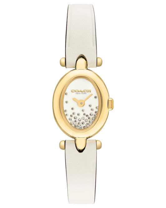 18x22.5MM GP CASE/CHALK LACQUER CRYSTAL SET DIAL/CHALK LEATHER STRAP