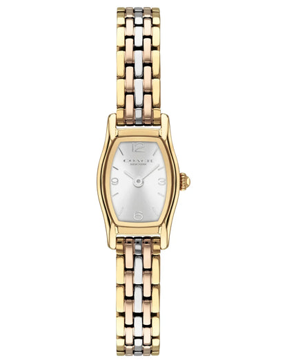 15.3x25.6MM GP CASE & TRI-TONE GP/SS/RG MULTI-LINK BRACELET/SILVER WHITE DIAL