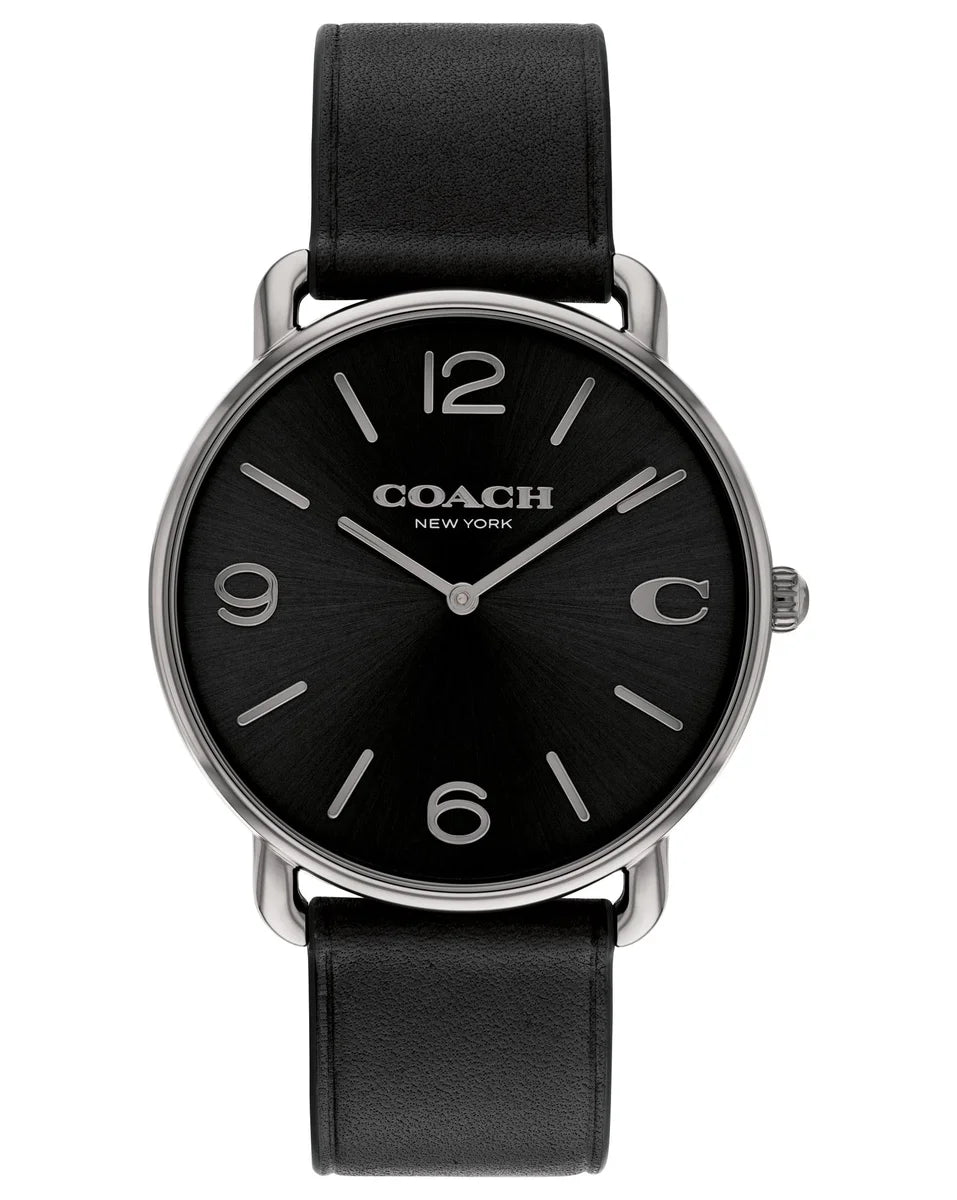 Grey IP case/Black Dial/Black Leather Strap