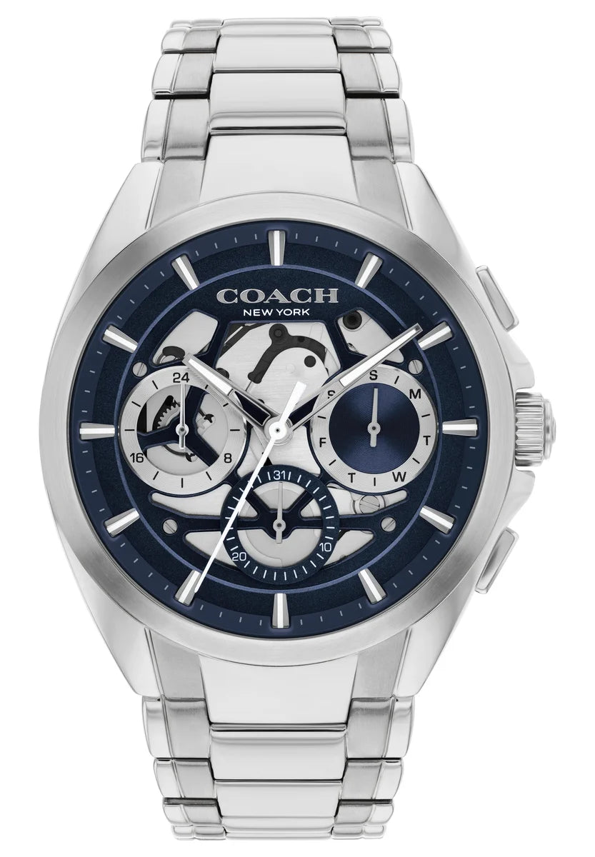 Stainless Steel Case & Bracelet/Navy skeleton dial