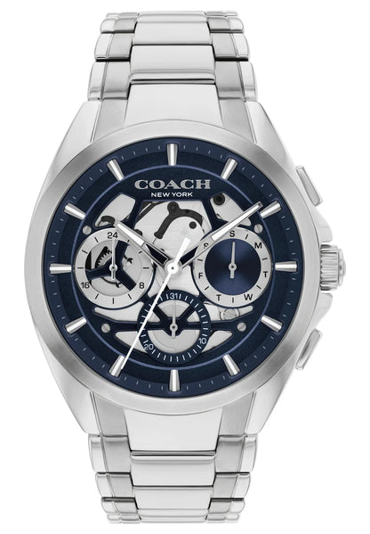 Stainless Steel Case & Bracelet/Navy skeleton dial