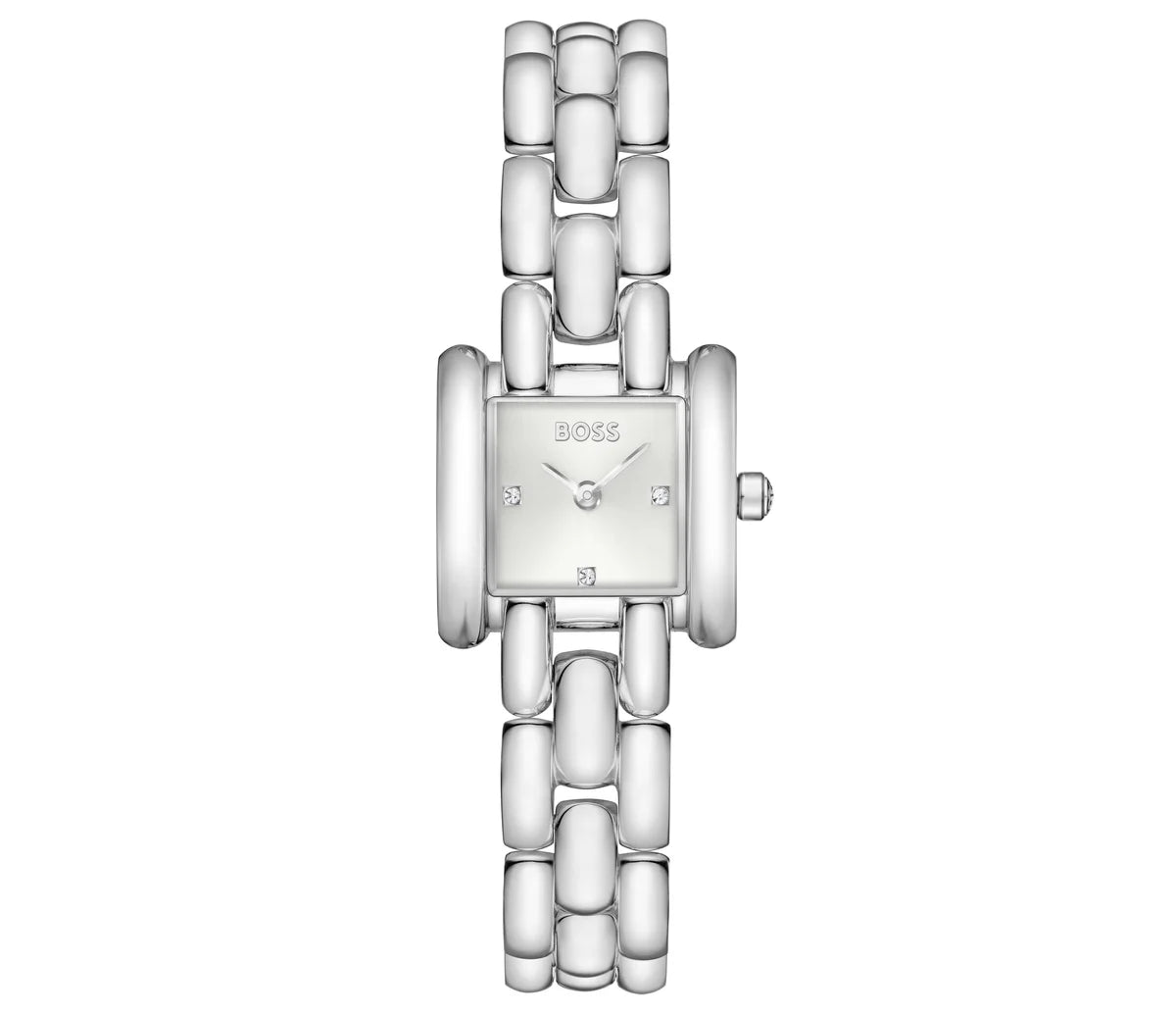 21mm Stainless Steel Square Case & Bracelet/Silver White Dial with crystals