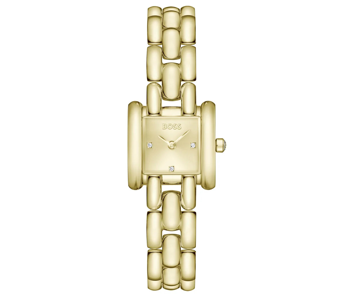 21mm Light Yellow Gold Square Case & Bracelet/Champagne Gold Dial with crystals