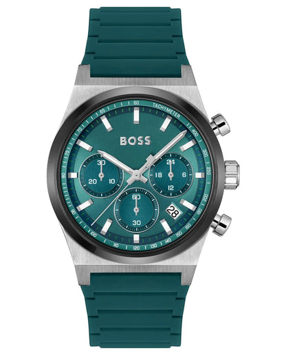 SS Case/Green Chronograph Dial/Green Silicone Strap