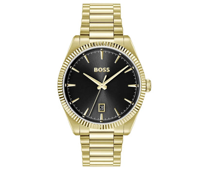 Yellow Gold IP Case and bracelet/Black Dial with date display