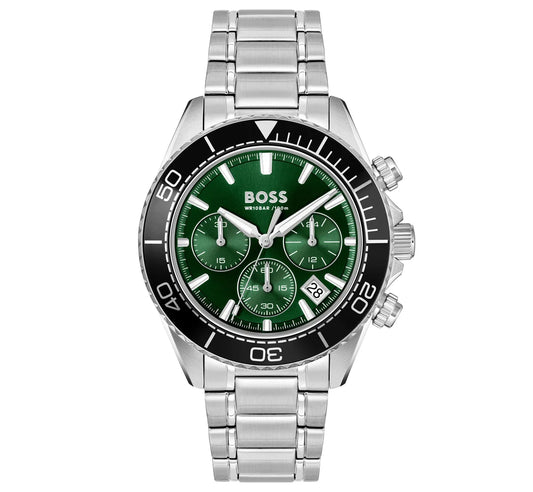 Stainless Steel Case & Bracelet/Green Chronograph Dial