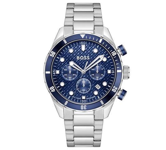 44mm Stainless Steel Case & Bracelet/Blue Aluminum bezel/Blue Chrono dial