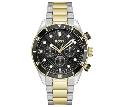 44mm Two-Tone Case & Bracelet/Black Aluminum bezel/Black Chrono dial