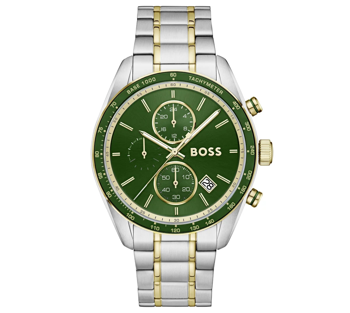 44.5mm Two-Tone Case & Bracelet/Green Aluminum Bezel/Green Dial