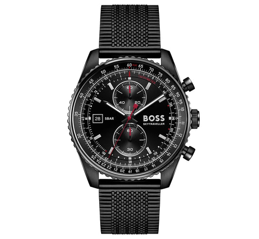 43mm Black PVD Case/Black PVD Mesh Bracelet/Black Chronograph Dial