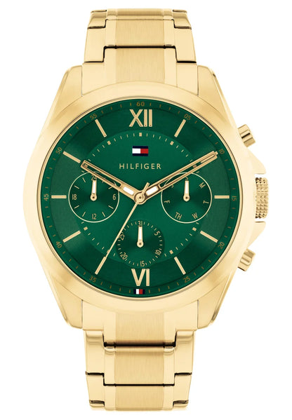 42mm Watch/Gold Plated Case & Bracelet/Green Chronograph Dial