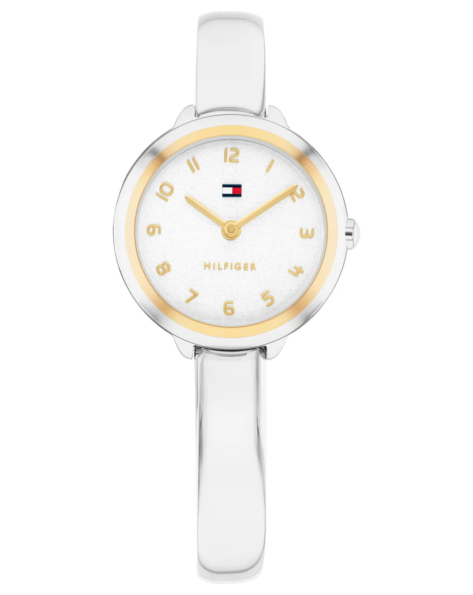 Stainless Steel Case w/ GP Bezel & SS Bangle Bracelet/Silver Dial