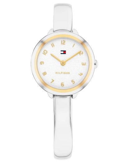 Stainless Steel Case w/ GP Bezel & SS Bangle Bracelet/Silver Dial