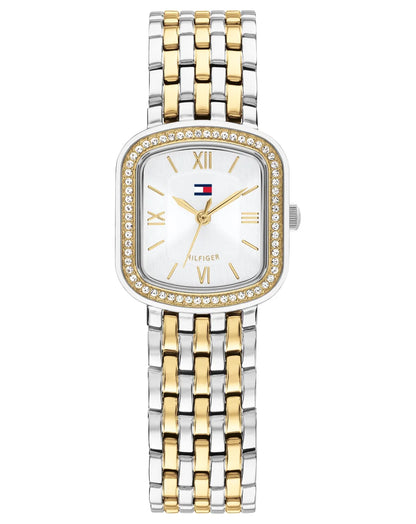 22mm Two-Tone Case w/Crystals/Two-Tone Bracelet/Silver White dial